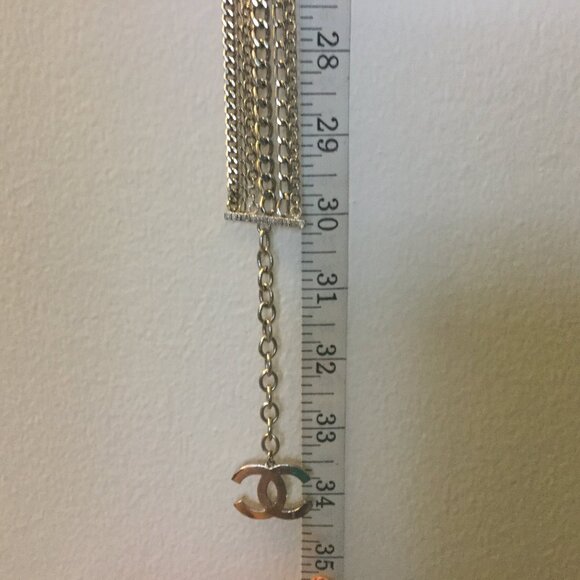 CHANEL ICONIC SWAROVSKI CRYSTAL FLOWER AND EMBLLSHD SILVER CHAIN BELT/NECKLACE